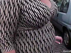 BBW in fishnets swallows big black cock