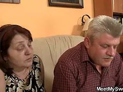 Old lesbian granny seduce sons gf into 3some