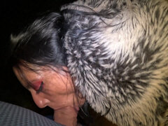 Midnight Blowjob in Stockings & Shearling Coat - Public Tease 295