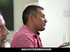 Shae Celestine's shaved pussy gets destroyed by a huge hard cock in doggystyle & missionary positions