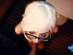 Leie, Blondine, Blasen, Hundestellung, Freundin, Brille, Pov, Rau