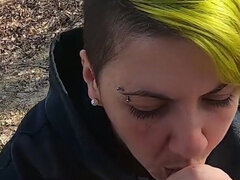 Amateur, Mamada, Semen en la boca, Al aire libre, Pov