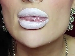 White Lipstick French Kisses From Perfect Latex Bimbo