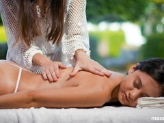 Brunettes enjoying their massage
