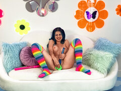 Sovrum, Införande, Sockor, Solo, Tonåring, String, Tuttar, Vibrator