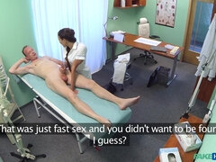 Leie, Braunhaarige, Besamung, Handjob, Büro, Muschi, Uniform, Spanner