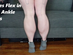 Calves Flex in Grey Ankle Socks with Curly Hem Edge