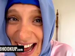 Hijab hookup - defying arab beauty Izzy Lush gets nasty with her bf while home alone