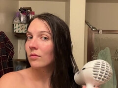 Erotisch, Huisgemaakt, Rijpe lesbienne, Natuurlijke tieten, Douche, Alleen