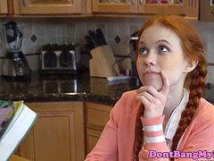 petite sandy-haired teen riding on tutors spear