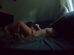 I slide my dick into my wife to wake her up. Then exploded inside of her after a arousing bang session - Homemade Sex