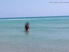 Strand, Grote mammen, Handbeurt, Hd, Buiten, Openbaar, Kut duiken, Tieten likken