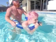 Laid-back pool romp with Thor Johnson and petite Pixiekitn