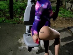 Sissy Exercising (her Asshole) in a Public Park's Gym (with a Dildo) Then Gets Fucked Right There