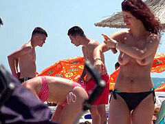 Sexy Topless Bikini teens beach voyeur Spy HD web cam vid