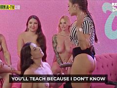 Blonde Cat and Katy Caro Pound Each Others Pussies Before Luiza Marcato Instructs Katy Caro on