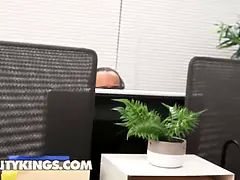 Reality kings - handsome coworker Kira Noir titty-fucks van under the desk before sliding his penis inwards her pussy