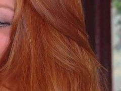 Redhead beauty Farrah Flower is on the floor convulsing from fierce dildo fucking