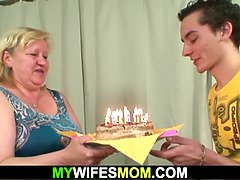 Huge mother-in-law rides his cheating dick until wife comes home