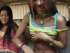 Awesome Japanese hussy on a group sex