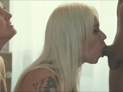 Blond, Sperma shot, Seksspeelgoed, Europees, Ex vriendin, 1 man 2 vrouwen, Tieten likken, Speelgoed