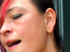 Enthousiasteling, Kont, Grote mammen, Duits, Buiten, Roodharige vrouw, Anaal likken