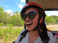 Quad buggy tour with his Thai girlfriend made them fuck at home later