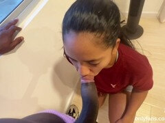 Leie, Schwarz, Blasen, Paar, Riesenschwanz, Küssen, Latina, Masturbation