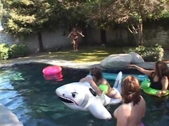 Whale of a fat ass asian annihilated by white cock by the pool