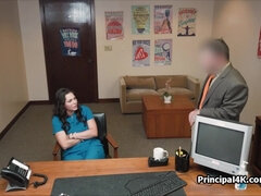 Principal fucks milf nurse on his desk