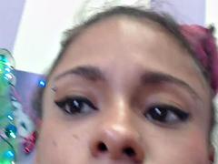 Midget squirting close-up on webcam