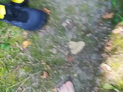Amatör, Män i kvinnokläder, Fötter, Fetisch, Hårig, Nylon, Utomhus, Solo