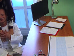 Nurse helps to relax doctor after hard day of work