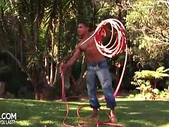 Outdoor lovers fuck each other to climax: Blowjob, Big Tits  Hardcore Porn