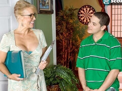 Grote kont, Grote lul, Grote mammen, Blond, Pijpbeurt, Hondjeshouding, Rijpe lesbienne, Kort haar