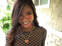 Vina Sky gets her tight pussy pounded hard and fast after getting her pretty face splattered with jizz!