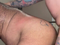 Coach Fuck Furry Beefcake on Gym Bench