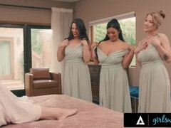 Hot Lesbian Gangbang - Bride Lily LaBeau Fucked by Maids Octavia Red, Ivy Ireland & Karina Valentina