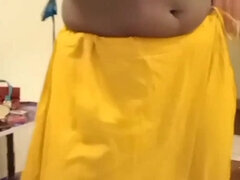 Exotic Cuckold Wife Teases Lover in Pink Bra Saree Navel Show in Hotel Bliss by Hotwifeplayx!