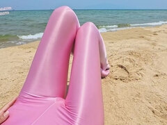 18, Amatéri, Pláž, Nylonové, Vonku, Pančucháče, Spandex, Teenka