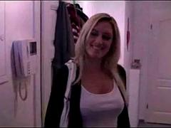 Submissive Blonde Screaming  Anal Fucking in Handcuffs Chain Cum Swallowed