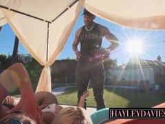 Hot Blonde Twins Hayley Davies and Dan Dangler Take Turns with Jason Luv's Big Black Cock in Hardcore Threesome