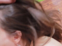 Cum On Hair Submissive Slut After Sloppy Deepthroat - Cumshot