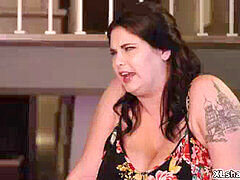 Hot BBW lesbian girlfriends Estella Bathory and kinky Kitty enjoy a steamy pussy licking and exploration session