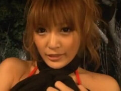 Perfect Asian babe Kirara Asuka makes a hot blowjob outdoors.