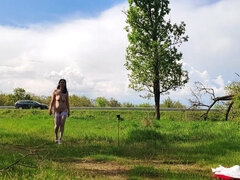 Amatør, Hæler, Milf, Utendørs, Alene, Strømper