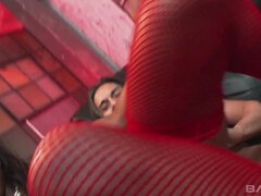 Ebony Starr gets fucked so good she works up a sweat and cums many times