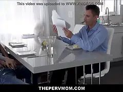 Blonde MILF StepMom Olivia Blu Blows StepSon In Front Of His stepDad