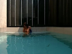 VRpussyVision.com - Outdoor Pool hot tits and fingering
