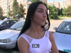 Leie, Blasen, Auto, Hundestellung, Im freien, Pov, Öffentlich, Muschi